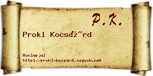 Prokl Kocsárd névjegykártya